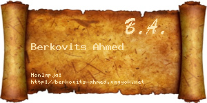 Berkovits Ahmed névjegykártya